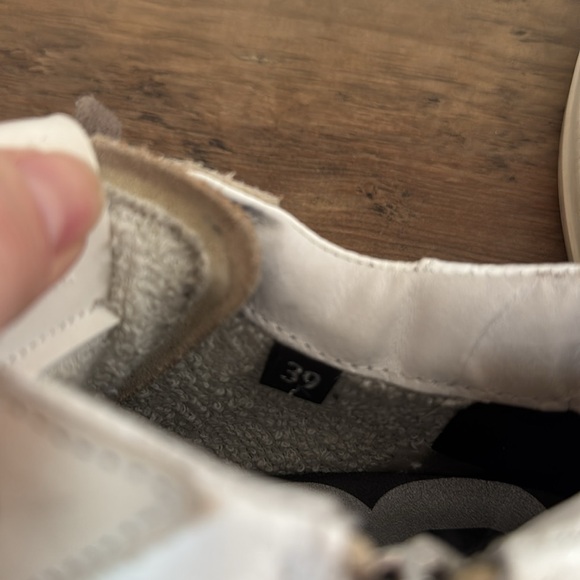 P448 Mid Top side zipper White Perforated High-Top Sneakers with Brown Laces - Picture 9 of 12